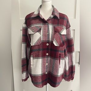 Plaid Red and Gray Women's Jacket